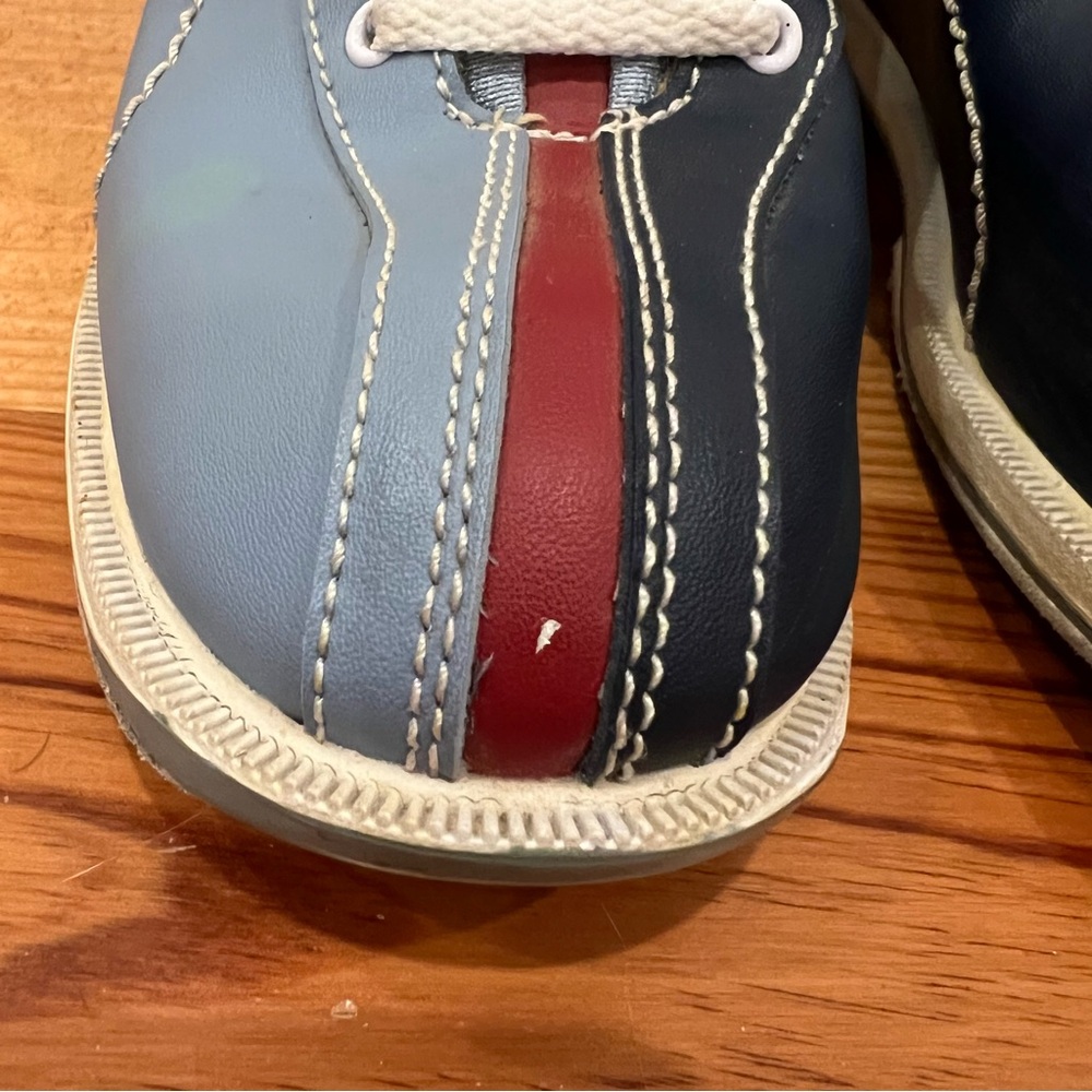 Dexter Slide Rite Split Toe Bowling Shoes Women 8 Blue Red Active Retro B4422-18 - Picture 4 of 14
